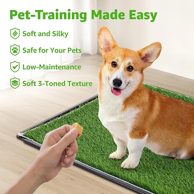 Dog Grass Large Potty Patch, Dog Litter Boxes Artificial Grass Bathroom Turf for Pet Training, Washable Puppy Pee Pad, Perfect Indoor/Outdoor Portable Potty Pet Loo-Mewly Pet