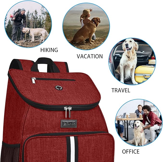 BAGLHER丨Dog Travel Bag, Airline Approved Pet Supplies Backpack, Dog Travel Backpack with 2 Silicone Collapsible Bowls and 2 Food Baskets-Mewly Pet