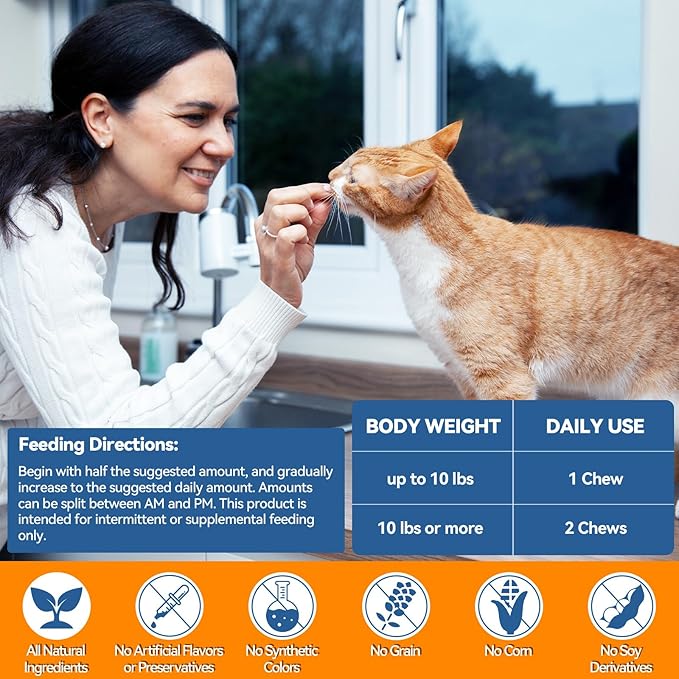 Cat Allergy Relief Chews 200 pcs - Cat Itchy Skin & Paw Licking Relief - Omega 3 & Probiotic for Cats - Anti-Itch Relief for Skin & Coat Health, Immune Support, Seasonal Allergies - Chicken Flavor-Mewly Pet