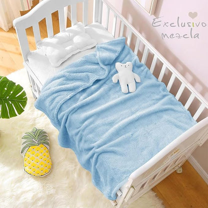 Exclusivo Mezcla Plush Fuzzy Fleece Throw Blanket, Super Soft, Fluffy and Warm Blankets for Couch, Bed, All Season Use (40x50 Inches, Light Blue)