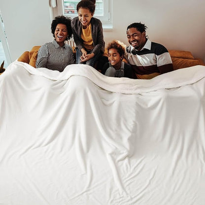 Bedsure GentleSoft Sherpa Fleece Oversized Cal King Blankets for Bed - Thick and Warm Throw for Women and Men, Soft Fuzzy Plush Large Blanket for Winter, White, 112x98 Inches