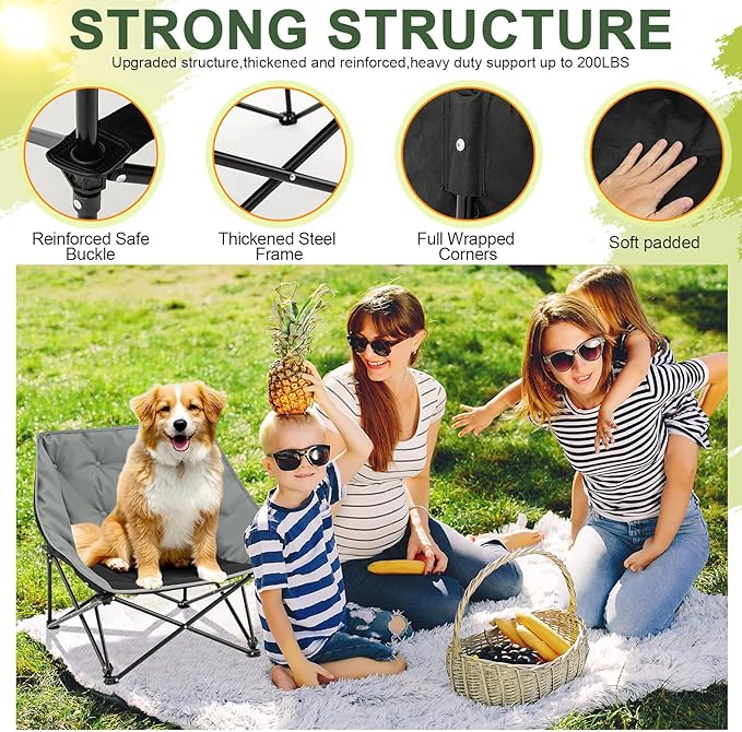 Portable Dog Camping Chairs for Dogs Raised Pet Bed for Outdoor Folding Chair Patio Lazy Puppy Cot Heavy Duty Pet Camping Gear(28x 24 x 22 Inches,Gray)-Mewly Pet