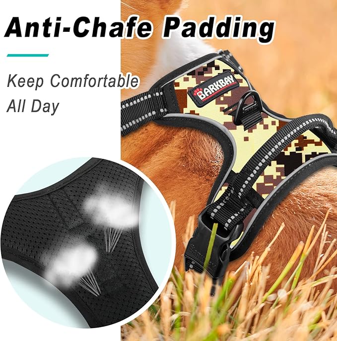 BARKBAY No Pull Dog Harness Large Step in Reflective Dog Harness with Front Clip and Easy Control Handle for Walking Training Running(Desert camo,L)-Mewly Pet