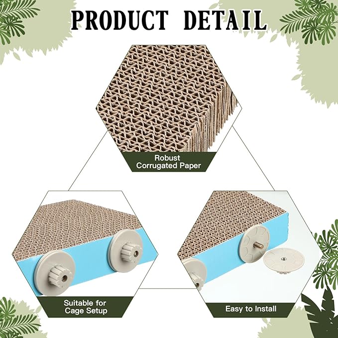 2 Pieces Bird Chew Toy Parrot Cage Perch Cardboard Platform Bird Paw Grinding Stand Parrot Cage Playground for Macaws, Small Parakeets, Conures, Budgies, Finches Conure Cockatiel (Large)-Mewly Pet