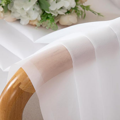 Chyhomenyc Sheer White Valances for Windows 2 Pack, Small Window Curtains for Living Room Bathroom Cafe Laundry Basement, Modern Top Dual Rod Pocket Voile Curtain, 42W x 14L inches, White
