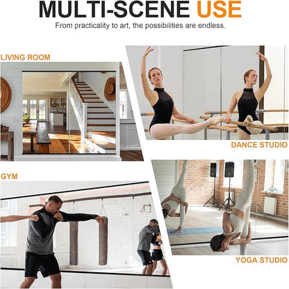Delma Home Gym Mirror, 54''x30''x2PCS, Large Full Body Glass for Yoga, Frameless Wall Mounted, for Garage, Bedroom, Bathroom (Glass - 54'' x 30'' - 2PCS)