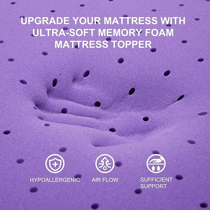 SINWEEK 1.5 Inch Gel Memory Foam Mattress Topper Ventilated Soft Pressure Relieve Mattress Pad, Breathable Bed Topper, CertiPUR-US Certified, Full Size
