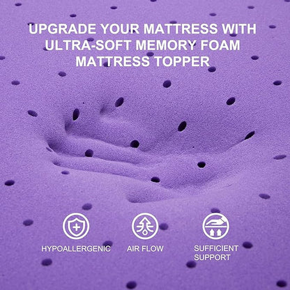 SINWEEK Gel Memory Foam Mattress Topper Twin XL, 1.5 in Twin Extra Long Mattress Pad for College Dorm Single Bed, Ventilated Soft Bed Topper, CertiPUR-US Certified, Twin XL Size