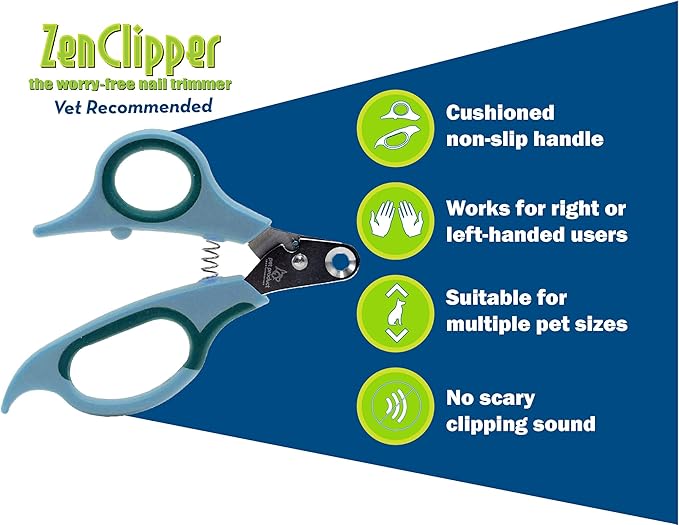Zen Clipper Pet Nail Clipper for Dogs – Dog Nail Trimmer for Safer Pet Grooming Care - Clean, Quiet, and Easy-to-Use Stainless Steel Claw Trimmer - (5mm Hole)-Mewly Pet