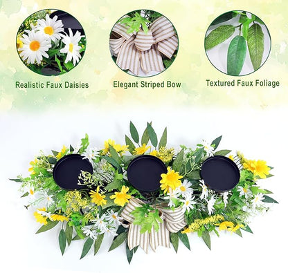 Artificial Wild Flower Candle Holder (Yellow)