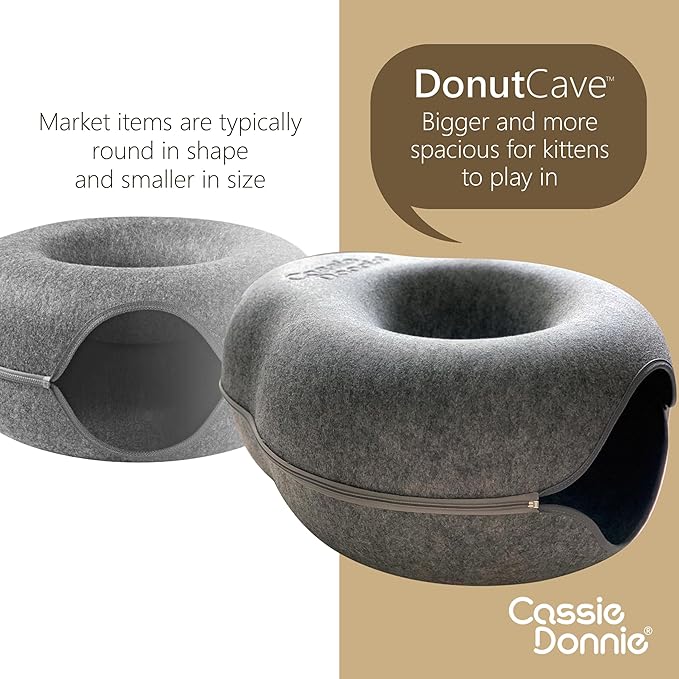 Premium Cat Bed caveTunnel Hiding Places for Indoor Cats(Large) Houses & Condos. Washable100% Nontoxic Eco-Friendly. Spaciousfor 2 Cats-Mewly Pet