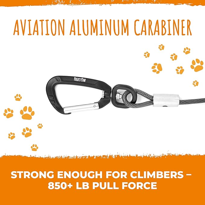 Mighty Paw Dog Seat Belt Vehicle - Chew-Proof Dog Belt - Great for Teething Puppies - Latch Bar Attachment Like Child's Car Seat - Aviation Aluminum Carabiner - Strong Enough for Climbers - 850+ LB-Mewly Pet