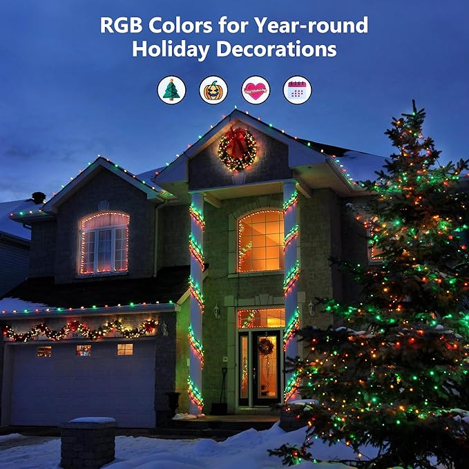 Brizled RGB Christmas Lights, 164ft 500 LED Color Changing String Lights, Dimmable Christmas Tree Light, Indoor Multifunctional Fairy Light with Remote for Outdoor Independence Day Xmas Party Decor