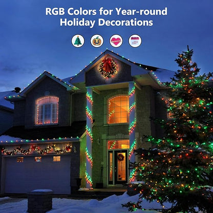 Brizled RGB Christmas Lights, 164ft 500 LED Color Changing String Lights, Dimmable Christmas Tree Light, Indoor Multifunctional Fairy Light with Remote for Outdoor Independence Day Xmas Party Decor