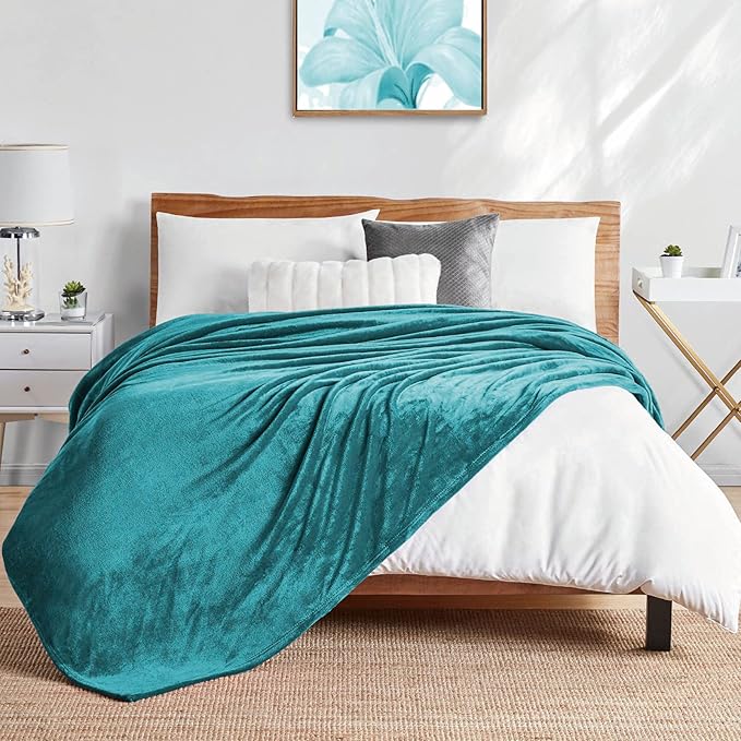 Walensee Fleece Blanket Plush Throw Fuzzy Lightweight (King Size 108x90 Teal) Super Soft Microfiber Flannel Blankets for Couch, Bed, Sofa Ultra Luxurious Warm and Cozy for All Seasons