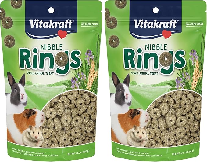 Vitakraft Nibble Rings Small Animal Treats - Crunchy Alfalfa Snack - for Rabbits, Guinea Pigs, Hamsters, and More (Pack of 2)-Mewly Pet