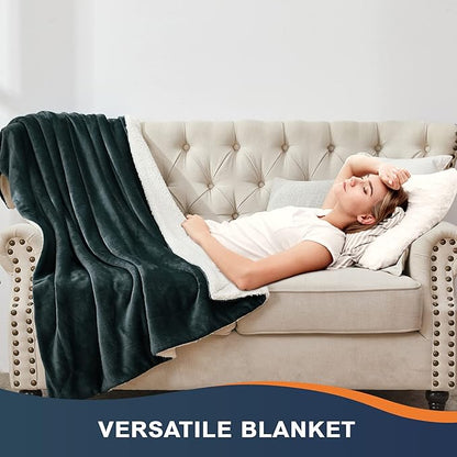 Walensee Sherpa Fleece Blanket (King Size 108”x90” Forest Green) Plush Throw Fuzzy Super Soft Reversible Microfiber Flannel Blankets for Couch, Bed, Sofa Ultra Luxurious Warm and Cozy for All Seasons