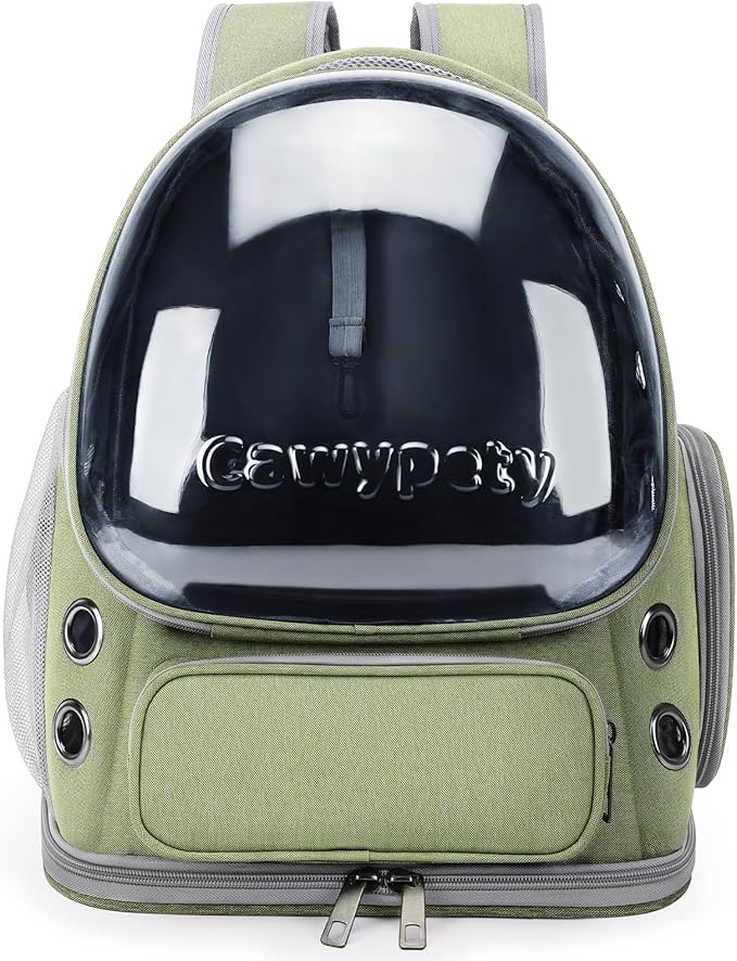 Cat Backpack Carrier, Breathable Cat Carrier Large Space Bubble Pet Backpack for Kitty Small Dog up to 15lbs, Transparent & Foldable Pet Carrier for Travel Hiking-Mewly Pet