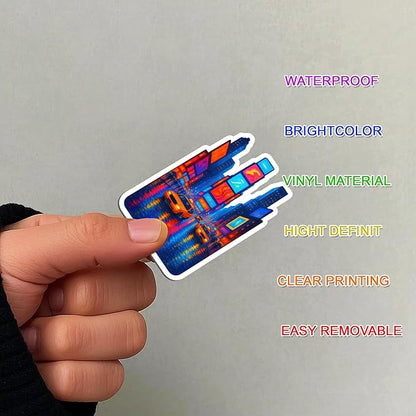 100 PCS USA Travel Stickers Pack – American Quotes, Food & Culture Vinyl Waterproof Decals for Laptop, Water Bottle, Scrapbook, Hard Hat, Car Gift for Kids, Teens, Adults