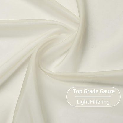 KEQIAOSUOCAI Ivory Sheer Curtains - Grommet Light Filtering Window Treatment Voile Curtain Panels for Living Room (54 Wide 72 Long Per Panel,2 Panels)