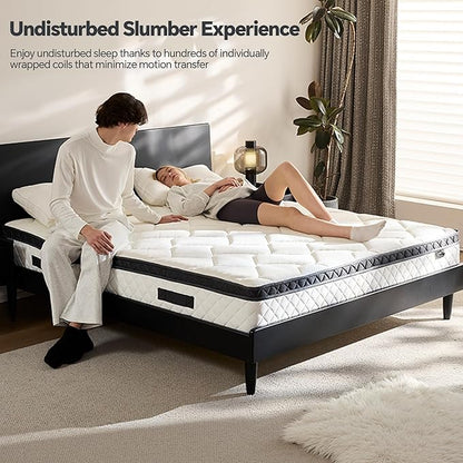 Queen Mattress in a Box, 10 Inch Hybrid Mattress with Individual Pocket Spring & Memory Foam, Motion Isolation, Medium Firm Comfort for Pressure Relief, CertiPUR-US Certified