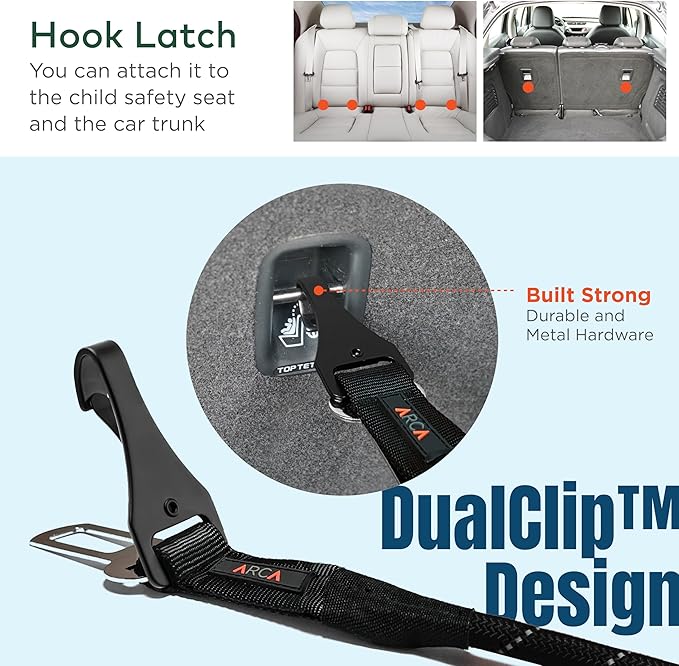 Dog Seat Belt for Car | Universal Dog Car Seatbelt | Durable Reflective Rope with Clip Hook Latch, Buckle and Carabiner- Safe and Secure Pet Safety Restraint (Pink)-Mewly Pet