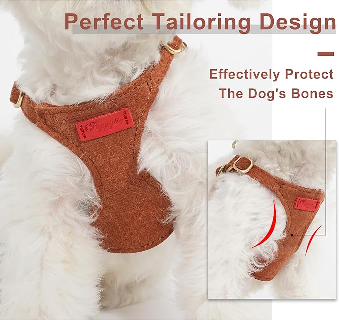 Puppytie No Pull Dog Harness with Multifunction Dog Leash,Soft Adjustable No Choke Escape Proof Pet Harness Vest for Medium Dogs or Large Dogs,Brown Caramel,M-Mewly Pet