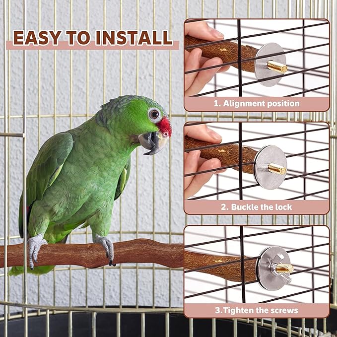 5PCS Bird Perch Stand Natural Wooden Parrot Stand Branch,3 Grape Wood Perch,2 Platform,Paw Grinding Fork Parakeet Chewing Stick Exercise Training Branches for Cockatiels,Small Birds-Mewly Pet