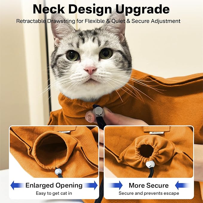 [Cozy Travel] Cat Carrier Pouch, Soft Sided Cat Sling Bag for Small Medium Cats, Carrying Sack, Restraint for Nail Trimming, Grooming,Caramel Small Upgrade-Mewly Pet