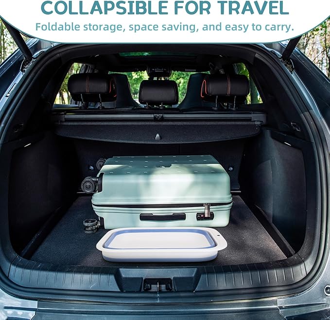 Collapsible Kitten Litter Box, ShineMe Open Top Small Cat Litter Box with Scoop and Litter Bag, Anti-Splash Waterproof Kitty Toilet Potty Pan for Sick Frail Cat 17" x 13.5", Blue-Mewly Pet