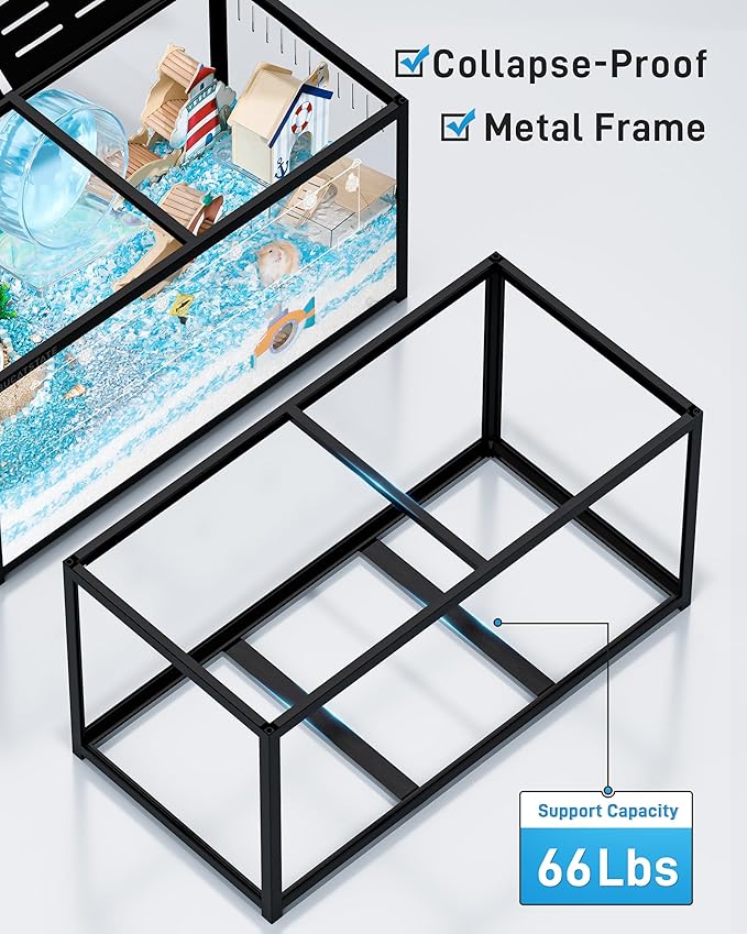 BUCATSTATE Hamster Cage Metal 3.0 - Chewproof Large Rat Cage Stackable with Top Access Easy Assemble 47L x 23.6W x 25.5H Inches Dwarf Syrian Hamster Tank for Gerbil Mouse (7.75 ft², Black)-Mewly Pet