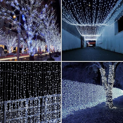 Quntis 82ft 1000 LED Cluster Christmas String Lights - 8 Modes Christmas Tree Lights - Outdoor Waterproof Dark Green Wire Christmas Lights Plug in for Holiday Wedding Party Home Decor, White