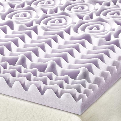 Mellow 2 Inch 5-Zone Memory Foam Mattress Topper, Soothing Lavender Infusion, Dorm Essentials, Full