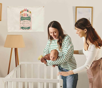 Kids Painting Training Rectangular Canvas Banner Flag Sign Poster Wall Decor Gift for Boys Girls,Practice Drawing Room Essential Gallery Nursery Classroom Playroom Wall Decor-Crayons Box Theme