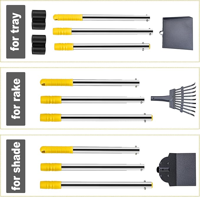 Niubya Pooper Scooper for Dogs, Metal Poop Scooper Tray Spade and Rake Set, Poop Scoop with Adjustable Long Handle, Dog Pooper Scooper for Pet Waste Removal-Mewly Pet