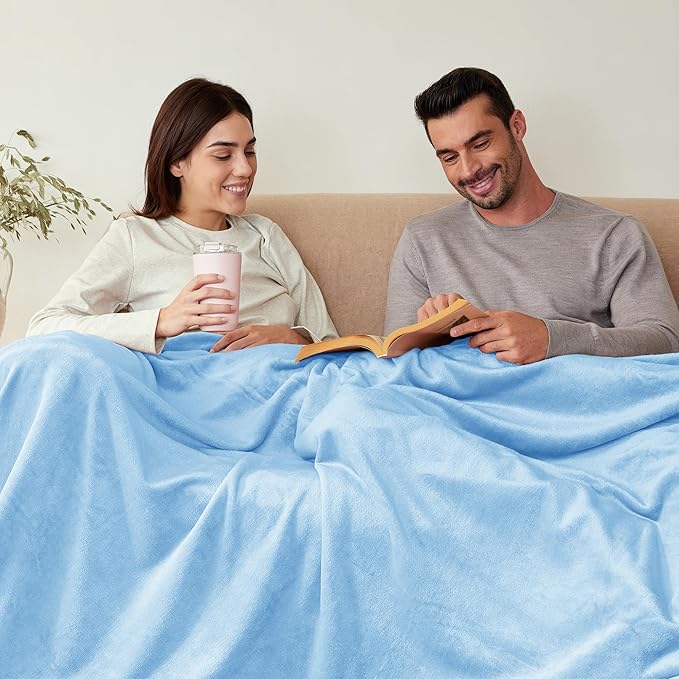 Exclusivo Mezcla Fleece Blanket Twin Size for Bed, Super Soft and Warm, All Season Use, Cozy, Plush, Lightweight, 60x80 Inches Ice Blue