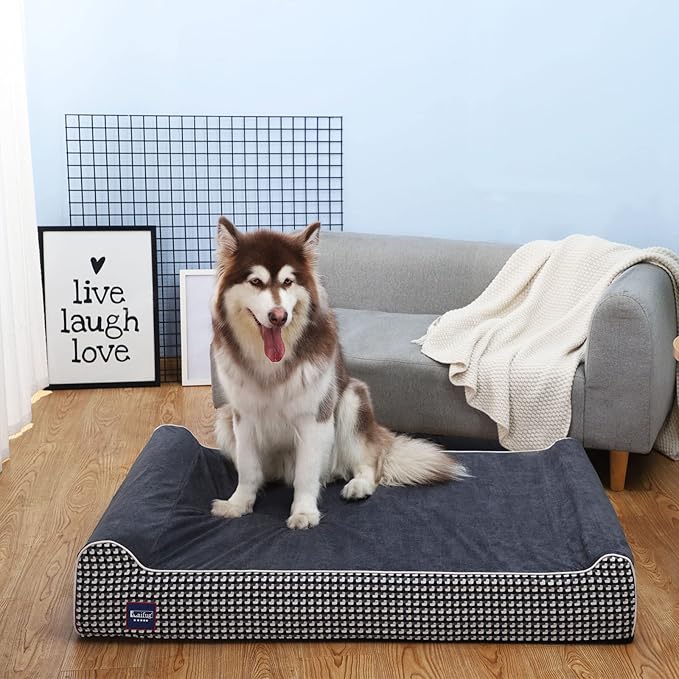 Laifug Orthopedic Memory Foam Extra Large Dog Bed with Pillow and Durable Water Proof Liner & Removable Washable Cover & Smart Design-Mewly Pet