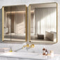 Hasipu 2 PCS Bathroom Mirror for Wall, 32 x 24 Inch Gold Metal Framed Bathroom Mirrors for Over Sink, Rectangle Bathroom Vanity Mirror, Anti-Rust, Tempered Glass, Horizontal or Vertical