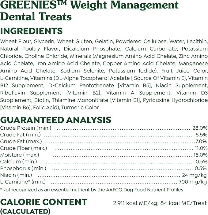 Greenies Weight Management Petite Dog Dental Chews Weight Control Dog Treats, 27 oz. Pack (45 Treats)-Mewly Pet