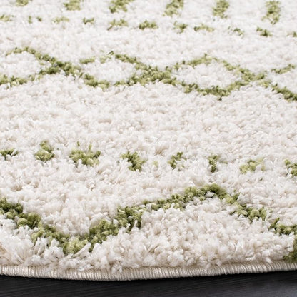SAFAVIEH Arizona Shag Collection Runner Rug - 2'3" x 10', Ivory & Green, Moroccan Design, Non-Shedding & Easy Care, 1.6-inch Thick, Ideal for The Living Room, Bedroom, Dining Room (ASG741Y-210)