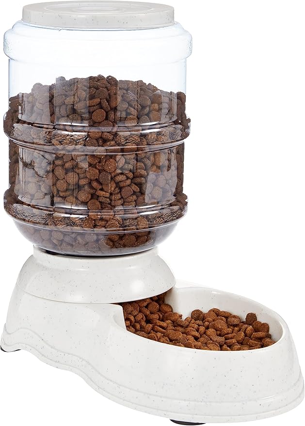 Amazon Basics Gravity Pet Food Feeder for Dogs and Cats, Small, 6-Pound Capacity, Gray-Mewly Pet