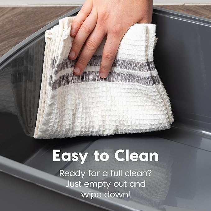 IRIS USA XX-Large Cat Litter Box, Open Top Extra Large Litter Box for Big Cats and Multi-Cat Households, High Sided Scatter Shield, Easy to Clean, 30" L x 20" W x 14" H, Gray-Mewly Pet