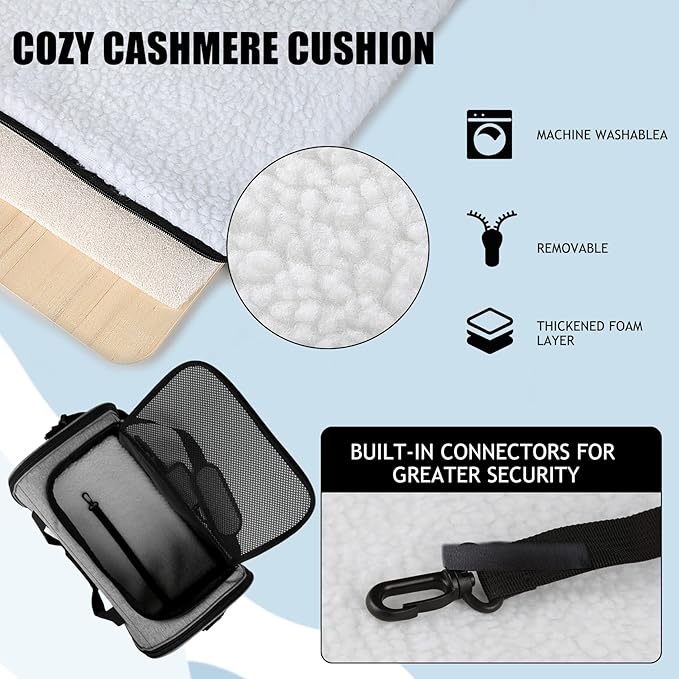 Carriers Soft-Sided Pet Carrier Case for Small Medium Cats Dogs Puppy Under 15 lbs,Airline Approved Cat Carrier with 4 Ventilated Windows (Medium,Grey&Black)-Mewly Pet