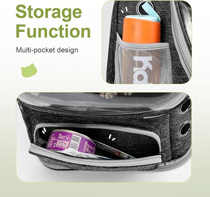 Expandable Cat Backpack,Cat Bubble Backpack Carrier for Carrying Cats, Pets and Small Dogs,Airline-Approved,Designed for Travel, Hiking, Walking,Car （Black-Mewly Pet