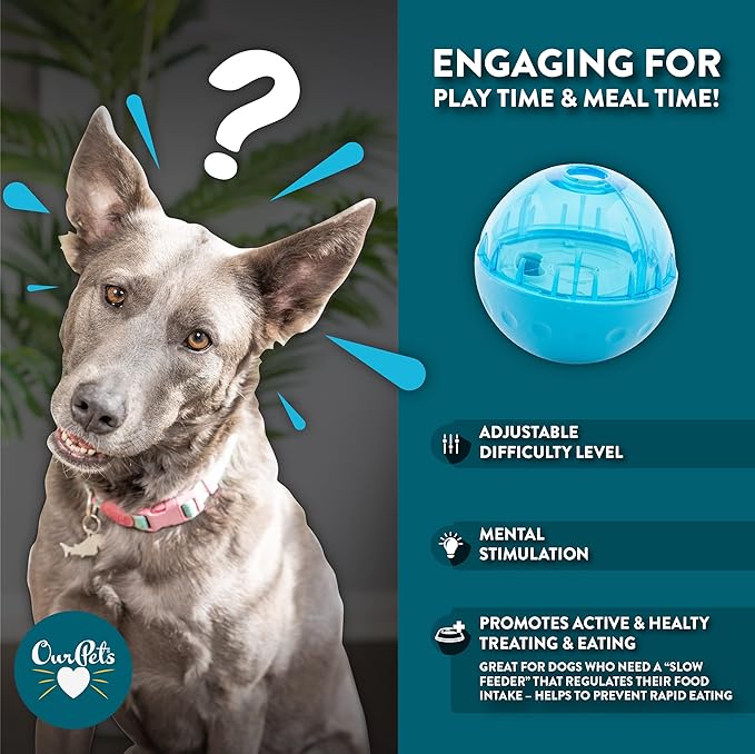 Our Pets Smarter Toys IQ Treat Ball - Colors Mary Vary - 4" - for Larger Dogs-Mewly Pet