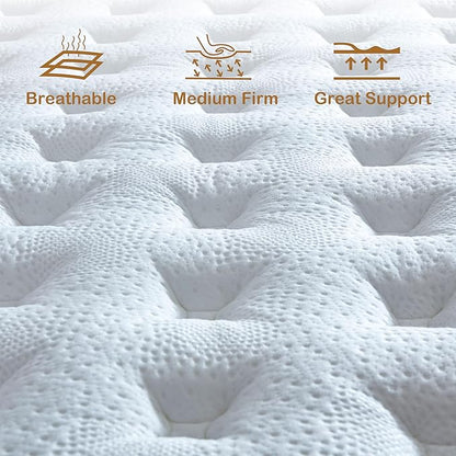 King Size Mattress, 12 Inch Innerspring Hybrid Mattress in a Box with Gel Memory Foam, Individually Wrapped Encased Coil Pocket Spring Mattresses, Pressure Relief, Medium Firm, 76"*80"*12"