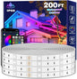 200Ft Outdoor LED Strip Lights Waterproof,Music Sync RGB IP68 Outside Led Light Strips Waterproofs with App and Remote,Exterior Led Rope Lights Waterproof for Deck,Balcony,Roof,Garden,Pool