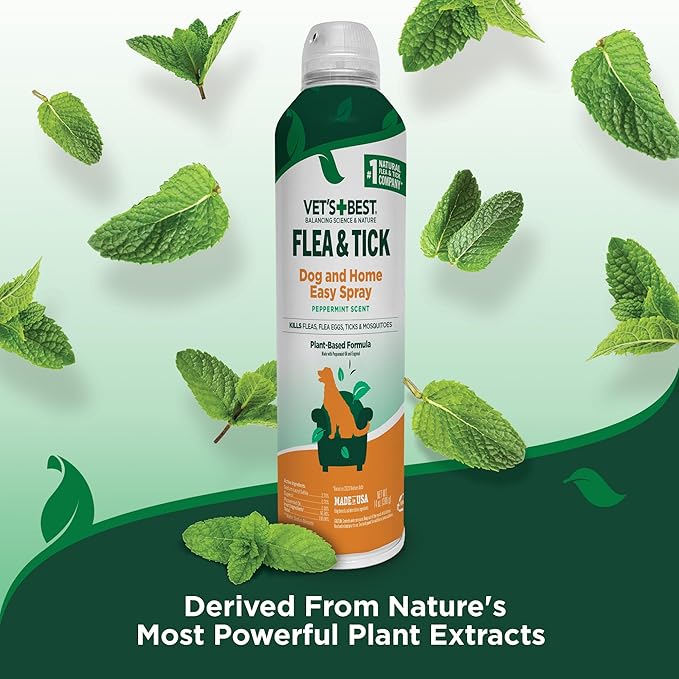 Vet's Best Natural Flea and Tick Home Spray, Dog Flea and Tick Treatment for Home, Plant-Based Flea and Tick Prevention, Dog Flea & Tick Control and Mosquito Repellent, Certified Natural Oils, 14 oz-Mewly Pet