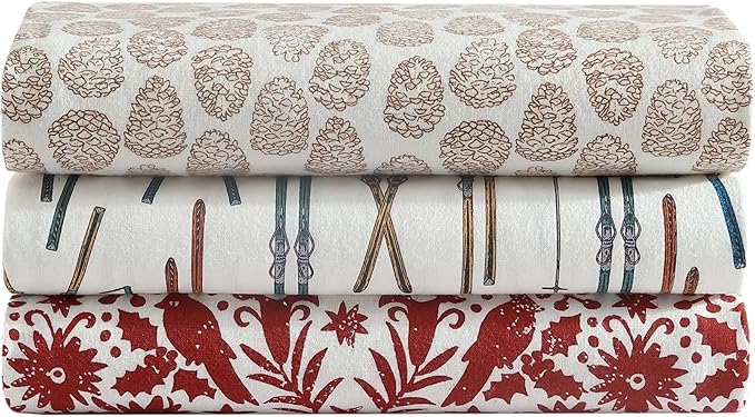 Eddie Bauer 4 Pc Flannel Sheets Full Size - 100% Cotton Breathable & Soft Full Size Bed Sheets Set (1 Flat, 1 Flannel Fitted Sheet, 2 Pillowcases) - 15" Deep Pocket All Seasons Sheet Set (Arcadia Red)