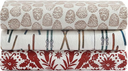 Eddie Bauer - Queen Sheets, Cotton Flannel Bedding Set, Brushed For Extra Softness, Cozy Home Decor (Ski Line White, Queen)